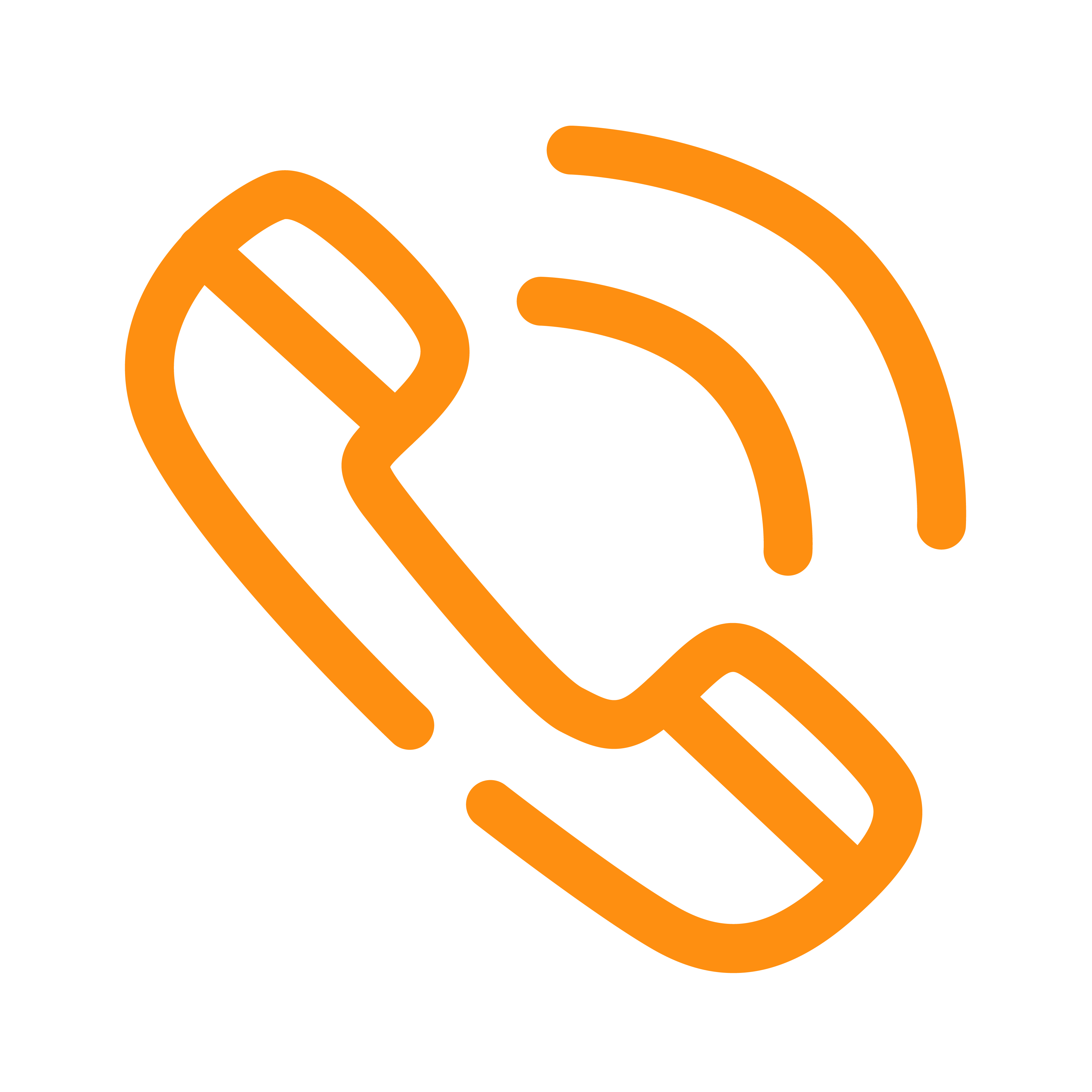Icon eines orangefarbenen Telefons auf weißem Hintergrund, steht für eine Telefonflatrate.